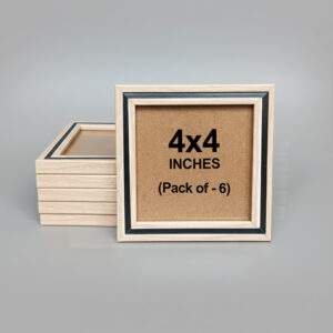 Mini Ivory & Black Color Photo Frame - Pack of 6