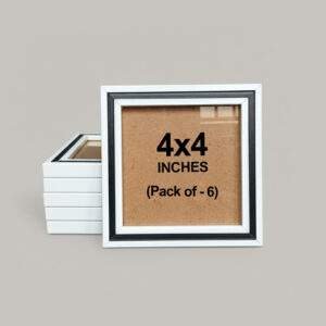 Mini White & Black Color Photo Frame - Pack of 6