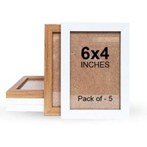 A6 White & Wood Photo Frame