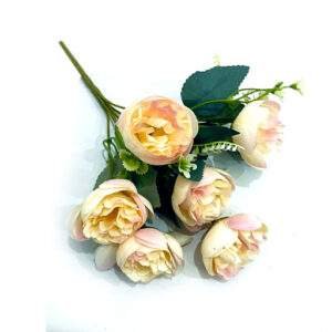 Artificial Pink & Cream Rose Bunch (5 Head)
