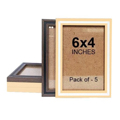 A6 Dual Color Photo Frame Dark Wood Black Ivory White Pack of 5