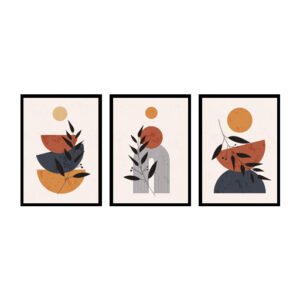Modern Boho Semicircle & Botanical Leaf Wall Art