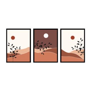 Modern Boho Abstract Hills & Botanical Leaf Wall Art