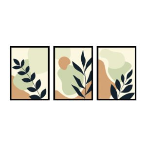 Minimalist Boho Botanical Art with Sage Green Organic Shapes