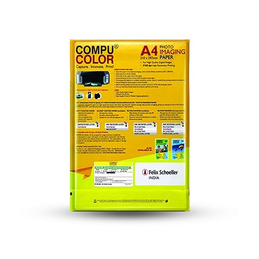 Compucolor A4 Premium Resin Coated (RC) Glossy Photo Paper 270 GSM (50 Sheets) - Waterproof Inkjet Media